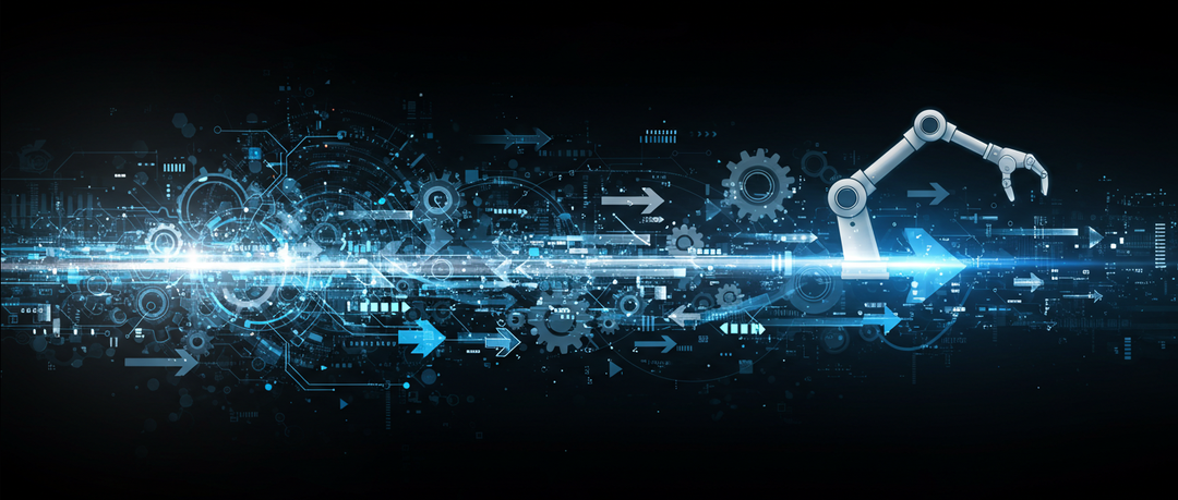 Robotic arm and digital workflow representing Intelligent Process Automation
